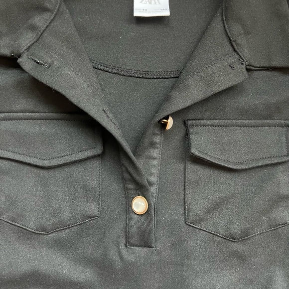 Black Buttoned A-Line Ponte Dress - Picture 4 of 4